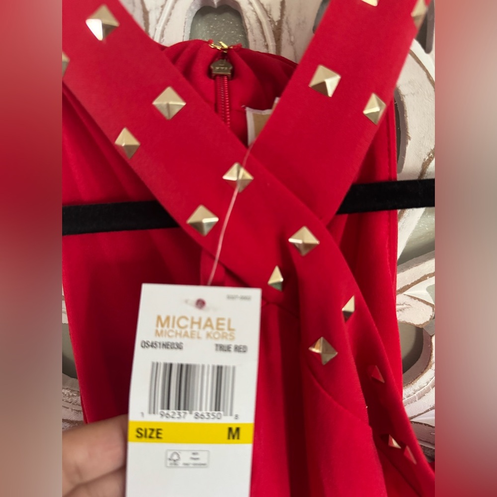 Michael Kors Red Studded Halter Top | Luxe Resort Chic Statement Blouse NWT - Picture 6 of 7
